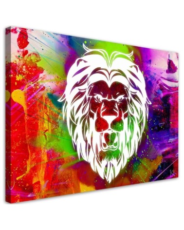 Bild auf Leinwand - Bunte Löwe Abstraktion | Feeby