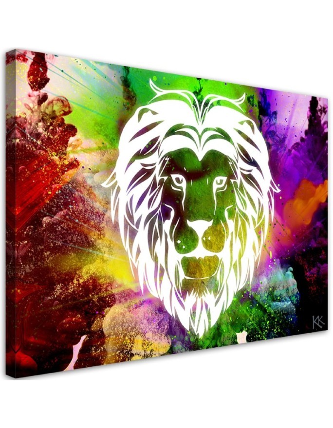 Leinwandbild - Bunte Löwe Abstraktion | Feeby