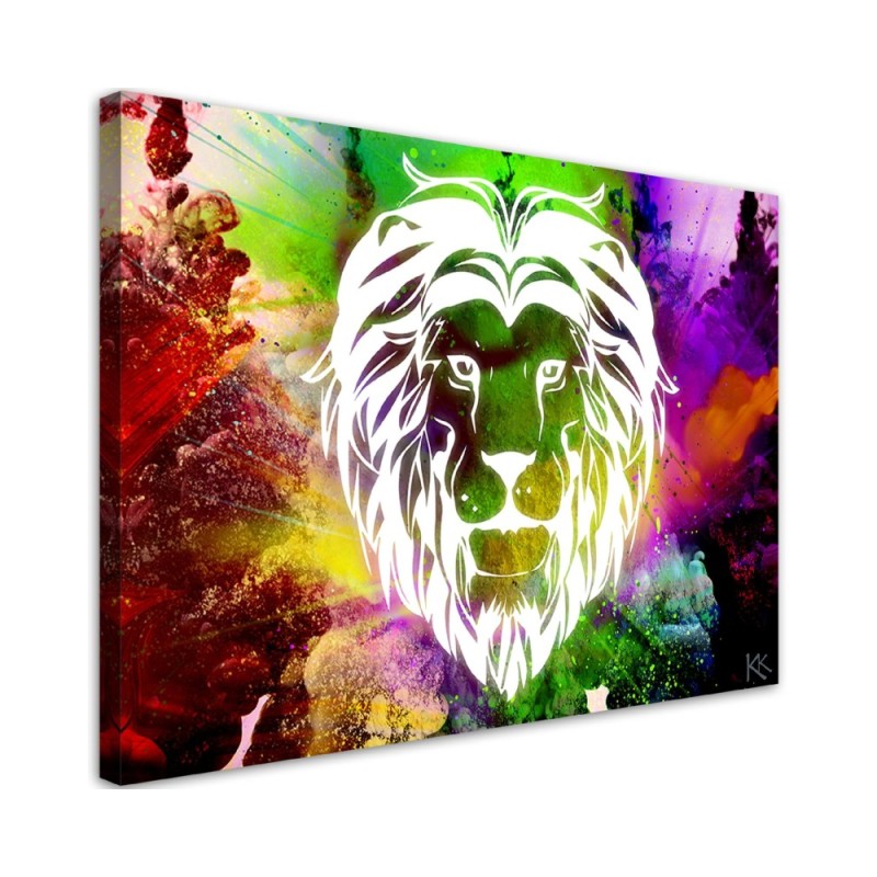 Leinwandbild - Bunte Löwe Abstraktion | Feeby