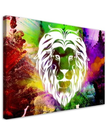 Canvas prints for a child's room - Coloured lion abstract | FEEBY