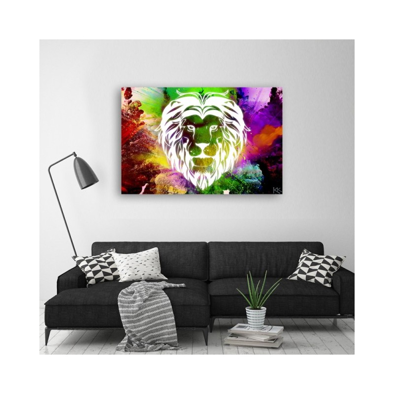 Leinwandbild - Bunte Löwe Abstraktion | Feeby