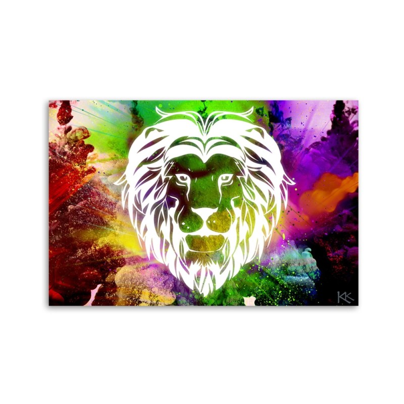 Leinwandbild - Bunte Löwe Abstraktion | Feeby