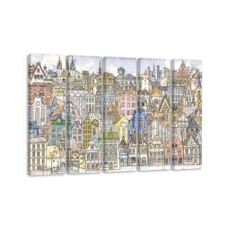 Leinwandbild - Fröhliche Stadt | Feeby