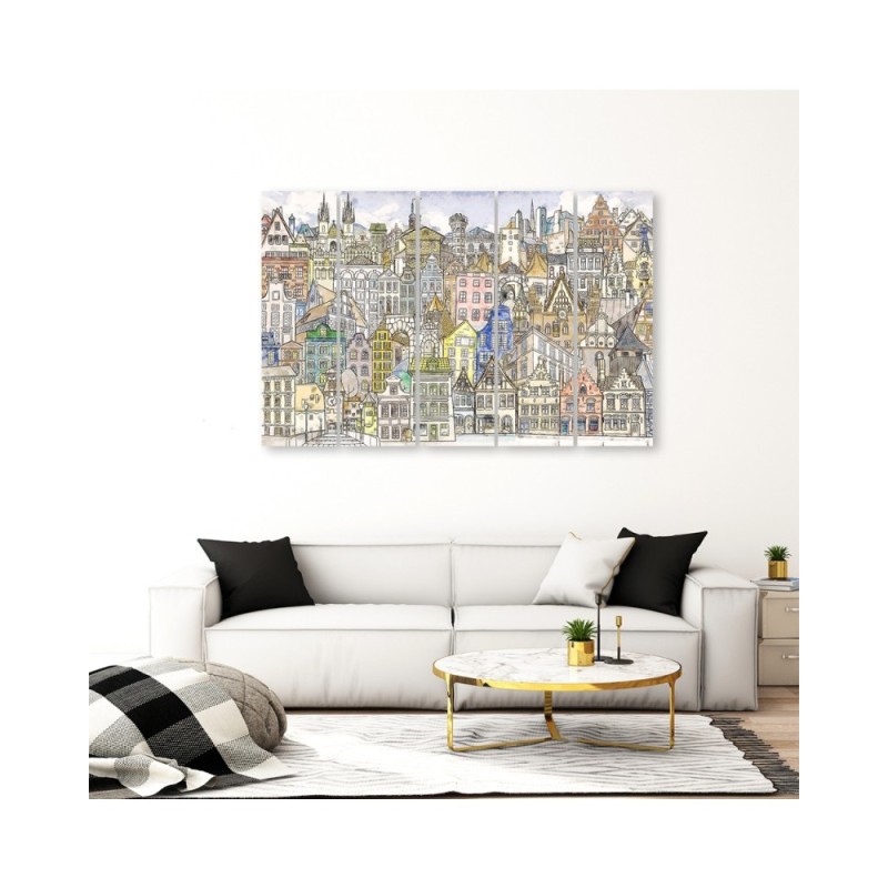 Leinwandbild - Fröhliche Stadt | Feeby