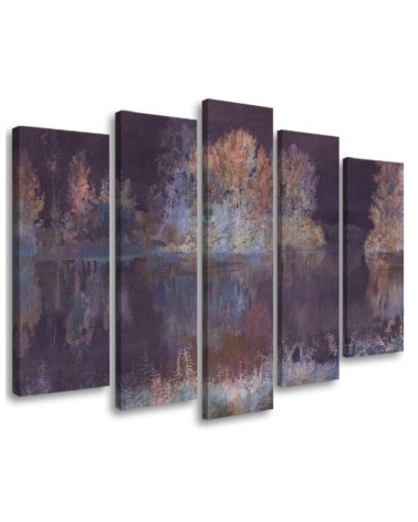 Modern Canvas painting - Lake view landscape in shades of purple | FEEBY