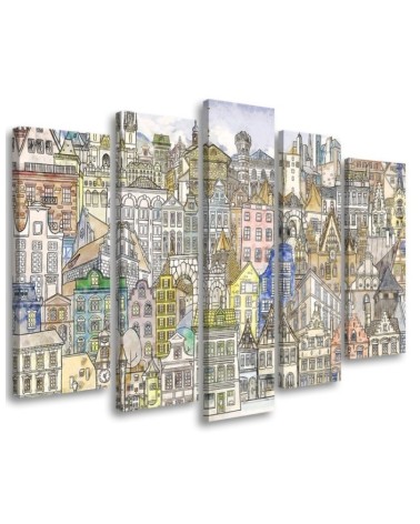 Children's room picture - Sketch of a colourful city | FEEBY