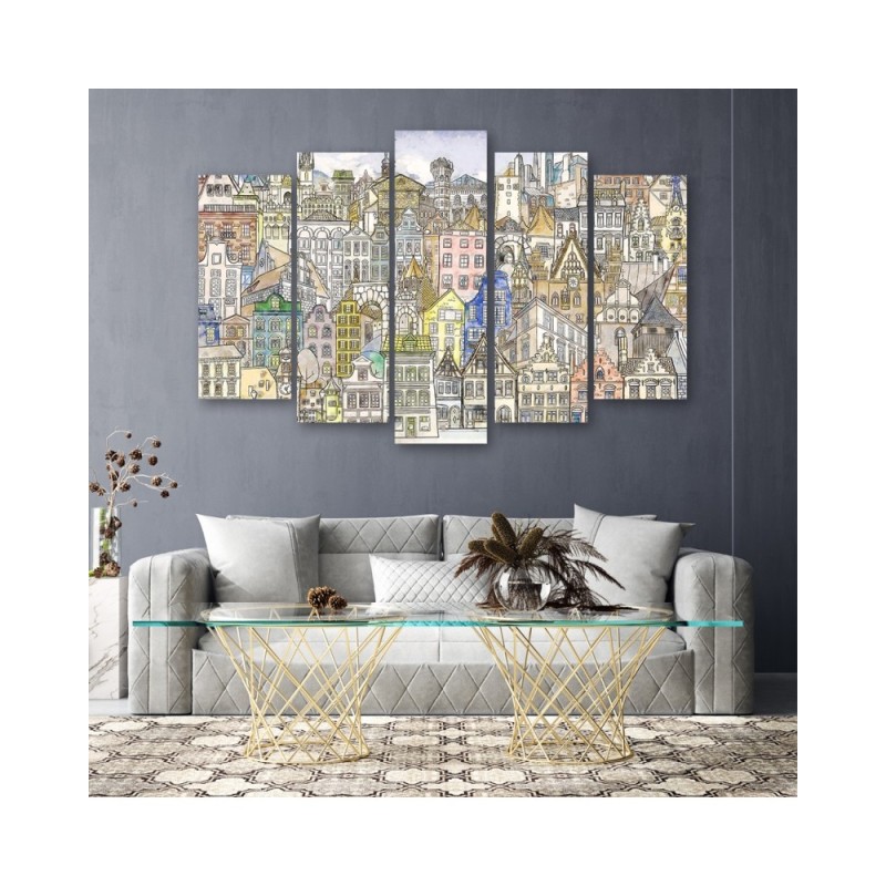 Leinwandbild - Fröhliche Stadt | Feeby