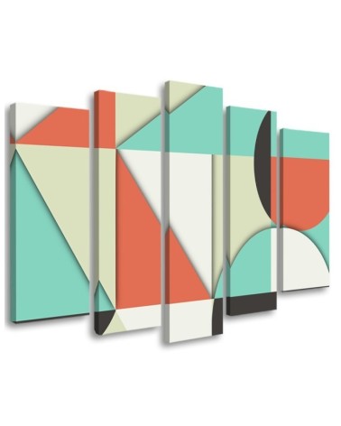 5 Piece Colourful pictures for children - Geometric shapes abstract | FEEBY