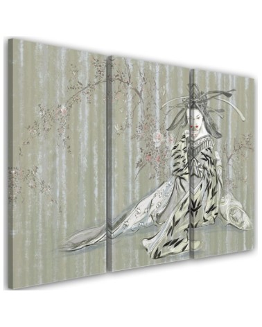 3 piece Canvas print painting - Traditional Japanese geisha | FEEBY