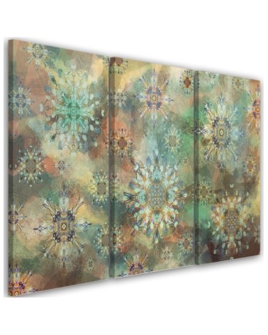 3-part colourful paintings for living room - Mosaic of stars | FEEBY