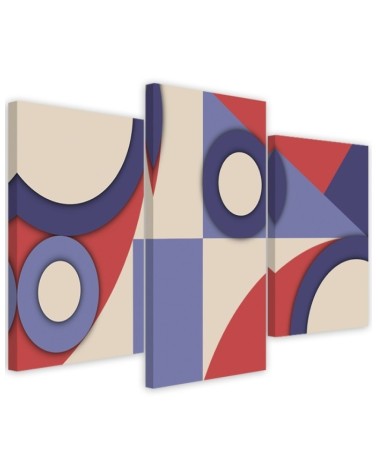 3 piece Canvas print for children's room for wall - Geometric shapes abstract | FEEBY