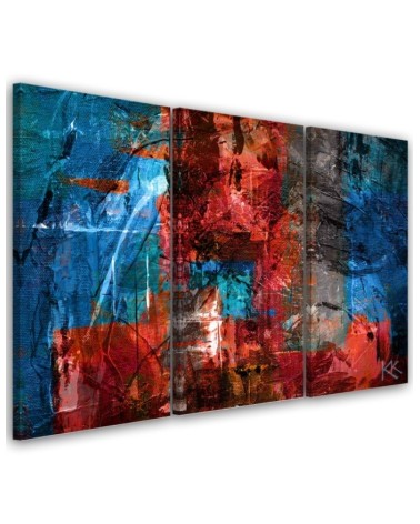 Canvas print 3-part modern - Red abstraction hand-painted | FEEBY