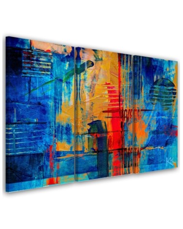 Wall art printed on canvas - Blue abstract hand-painted | FEEBY