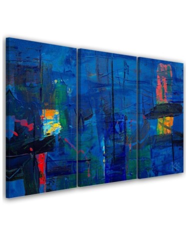 Wall painting for living room - Blue abstraction hand-painted | FEEBY