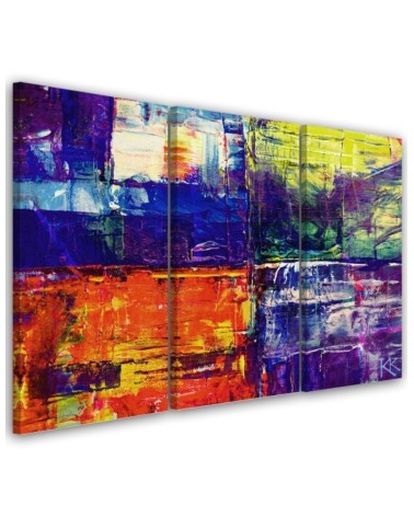 Triptych painting for boy's room - Colourful abstraction hand painted | FEEBY