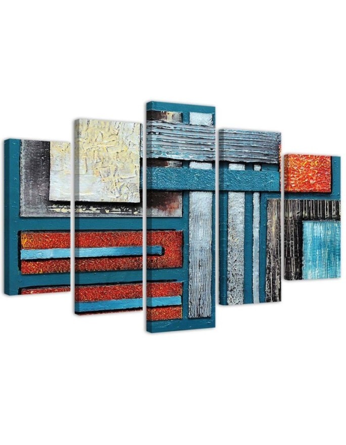 Dekoratives Leinwandbild - Abstraktion Türkis Rot | Feeby