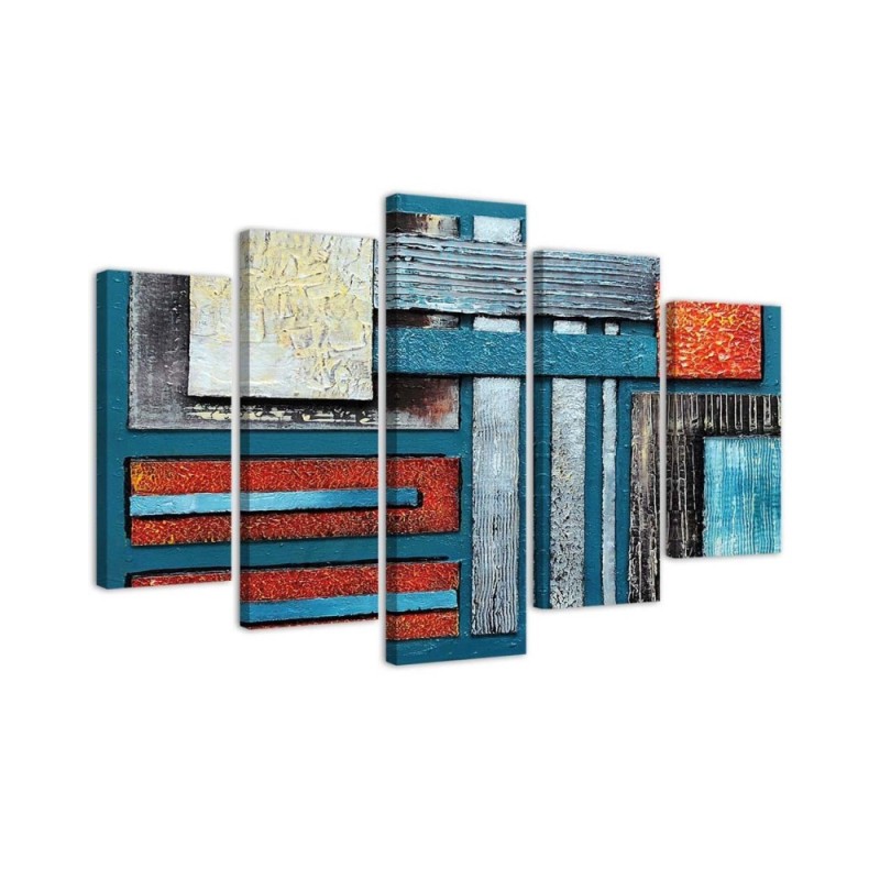 Dekoratives Leinwandbild - Abstraktion Türkis Rot | Feeby