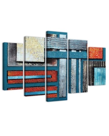 Dekoratives Leinwandbild - Abstraktion Türkis Rot | Feeby