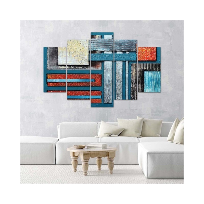 Dekoratives Leinwandbild - Abstraktion Türkis Rot | Feeby