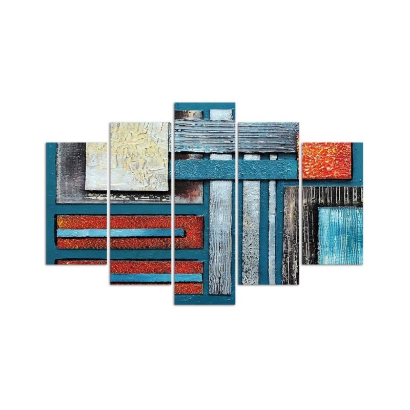 Dekoratives Leinwandbild - Abstraktion Türkis Rot | Feeby