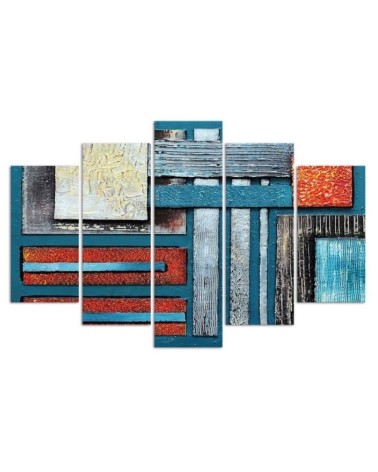 Dekoratives Leinwandbild - Abstraktion Türkis Rot | Feeby