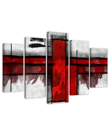 5 Piece Decorative Canvas painting for living room - Red abstraction | FEEBY