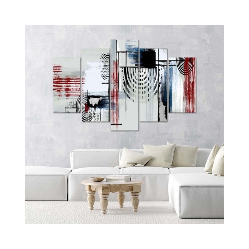 Leinwandbild - Abstrakt Rot Grau | Feeby