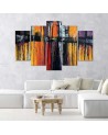 Wall art painting for living room - Orange abstraction 5 parts | FEEBY