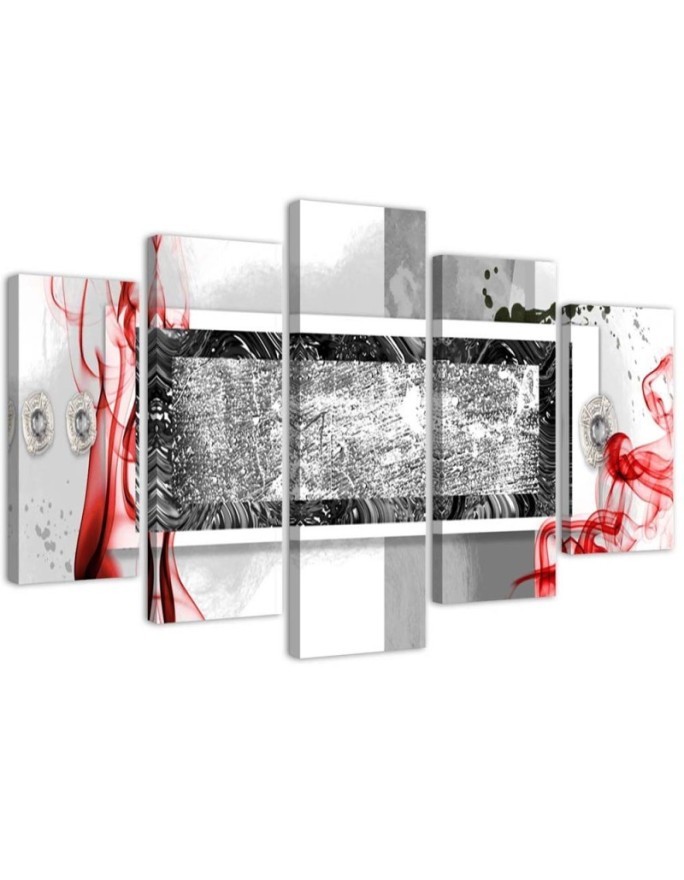 Dekoratives Leinwandbild - Abstrakt Grau Rot | Feeby