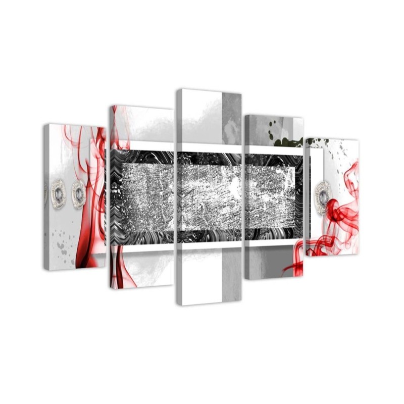 Dekoratives Leinwandbild - Abstrakt Grau Rot | Feeby