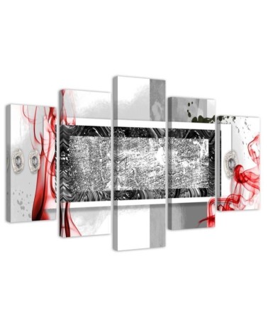 Dekoratives Leinwandbild - Abstrakt Grau Rot | Feeby