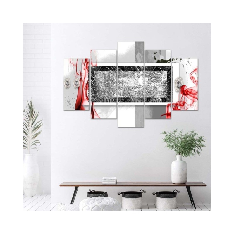 Dekoratives Leinwandbild - Abstrakt Grau Rot | Feeby