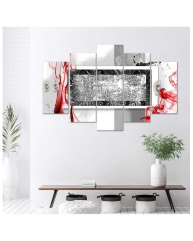 Dekoratives Leinwandbild - Abstrakt Grau Rot | Feeby