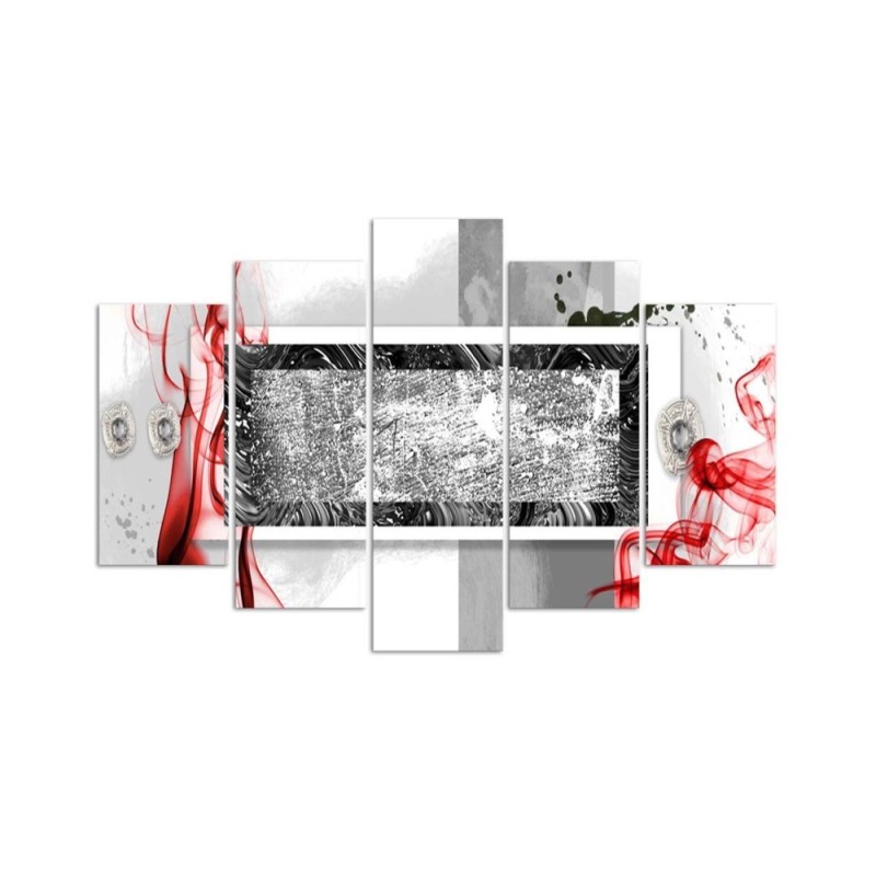 Dekoratives Leinwandbild - Abstrakt Grau Rot | Feeby