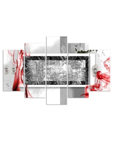 Dekoratives Leinwandbild - Abstrakt Grau Rot | Feeby