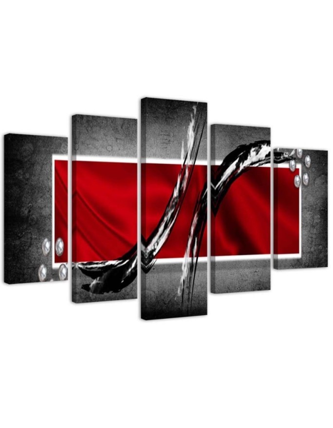 Leinwandbild - Abstraktion Rot Grau | Feeby