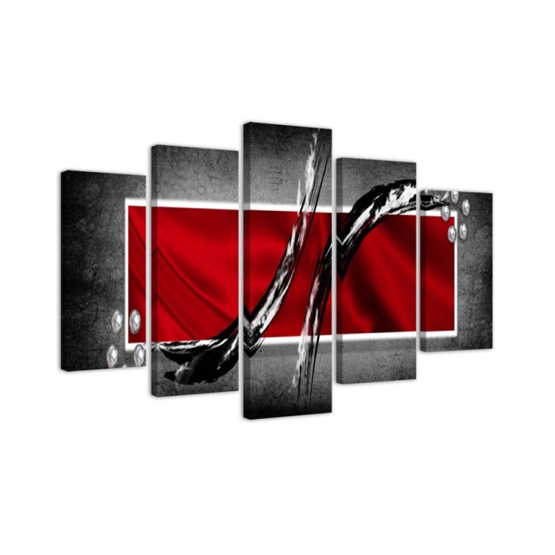 Leinwandbild - Abstraktion Rot Grau | Feeby
