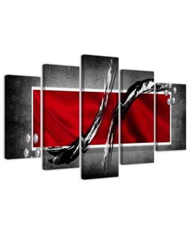 Modern Canvas painting - Red abstraction on grey background | FEEBY