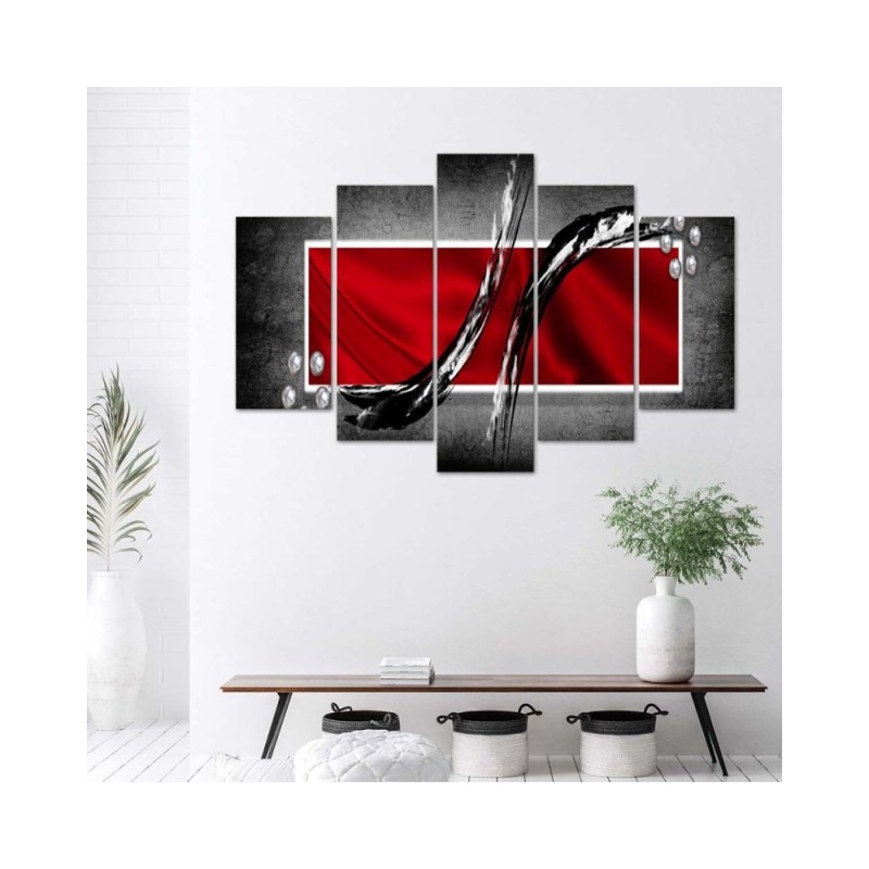 Leinwandbild - Abstraktion Rot Grau | Feeby