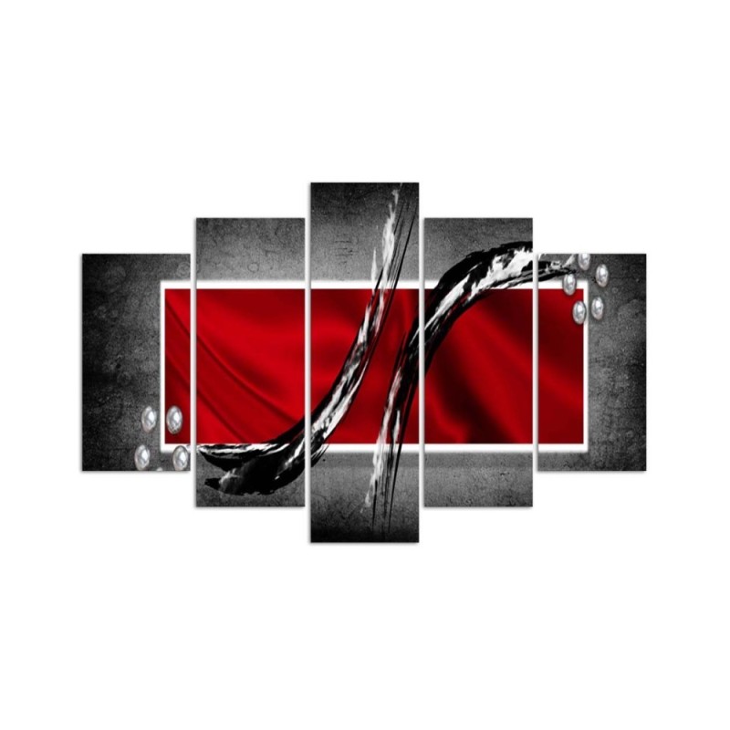 Leinwandbild - Abstraktion Rot Grau | Feeby