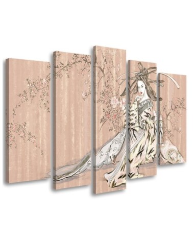 Canvas print canvas print - Traditional Japanese geisha in pink | FEEBY