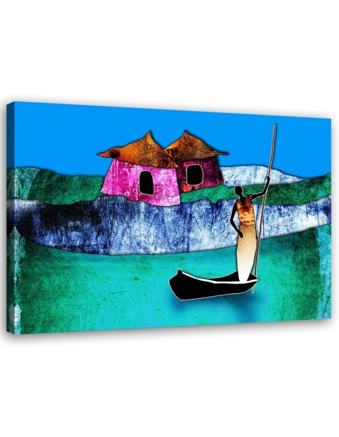 Leinwandbild - Afrikanische Frau in einem Boot | Feeby