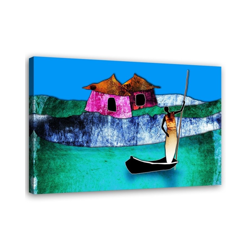 Leinwandbild - Afrikanische Frau in einem Boot | Feeby