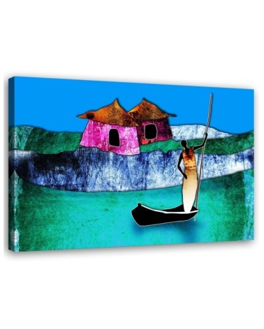 Leinwandbild - Afrikanische Frau in einem Boot | Feeby
