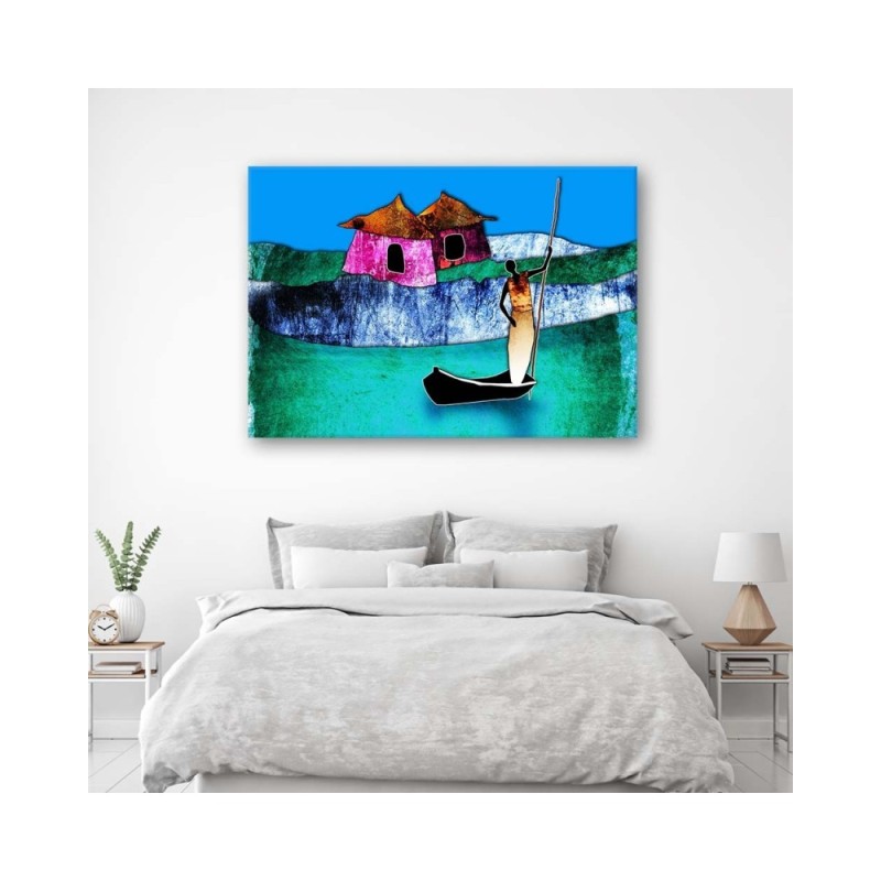 Leinwandbild - Afrikanische Frau in einem Boot | Feeby