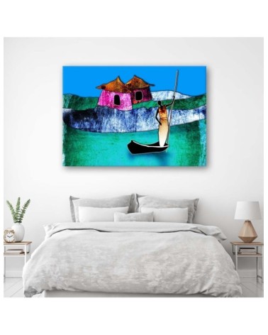 Leinwandbild - Afrikanische Frau in einem Boot | Feeby