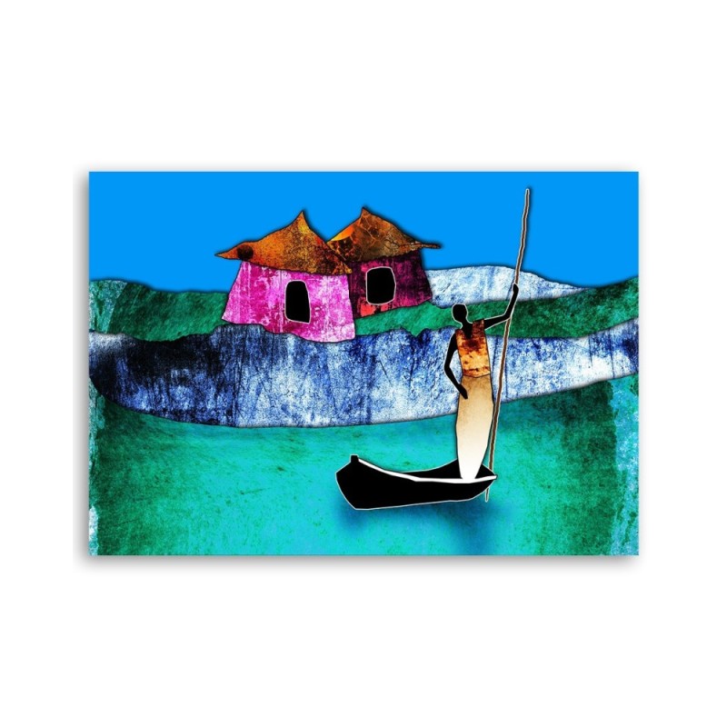 Leinwandbild - Afrikanische Frau in einem Boot | Feeby