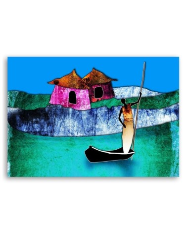 Leinwandbild - Afrikanische Frau in einem Boot | Feeby