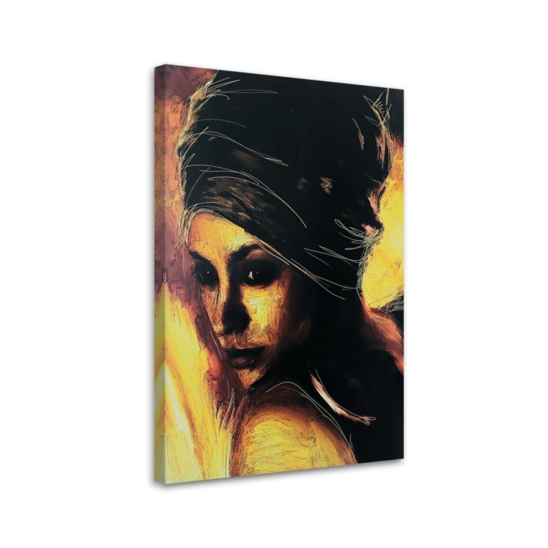 Wandbild für Wohnzimmer - Introvertierte Frau Porträt | Feeby