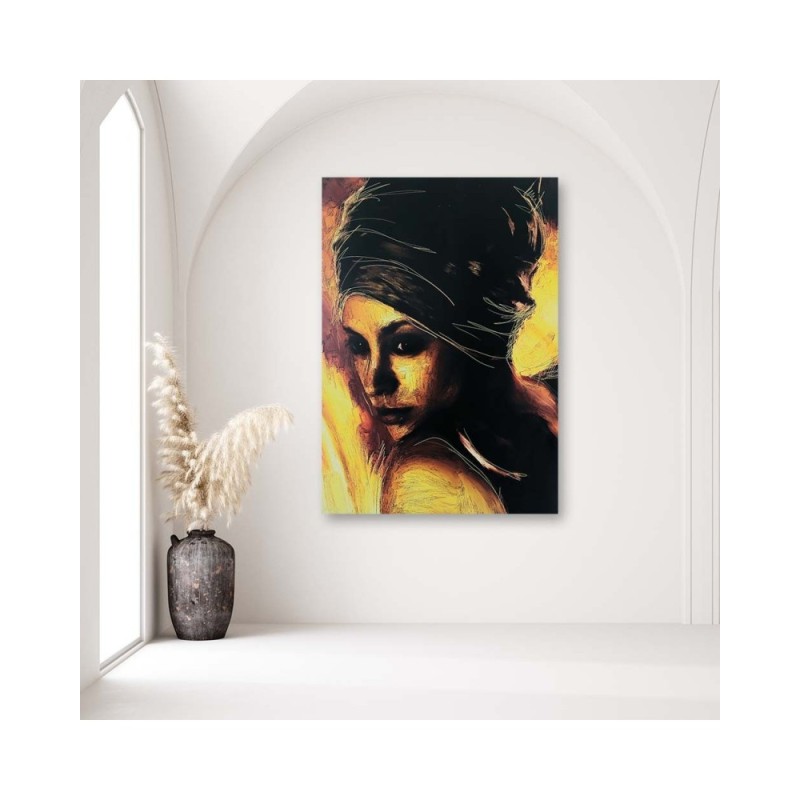 Wandbild für Wohnzimmer - Introvertierte Frau Porträt | Feeby